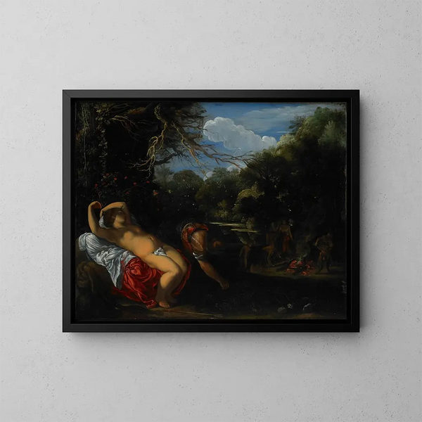 Apollon og Coronis - Adam Elsheimer — indrammet kunstværk på væggen