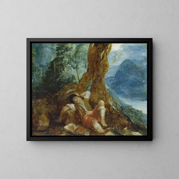 Le rêve de Jacob - Adam Elsheimer — indrammet kunstværk på væggen