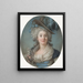 En adelkvinde i mode med en fjerhat - Adélaïde Labille-Guiard — indrammet kunstværk på væggen