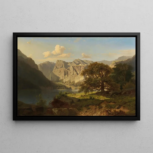 Adolf Chwala - A Mountain Lake With Shepherds.webp