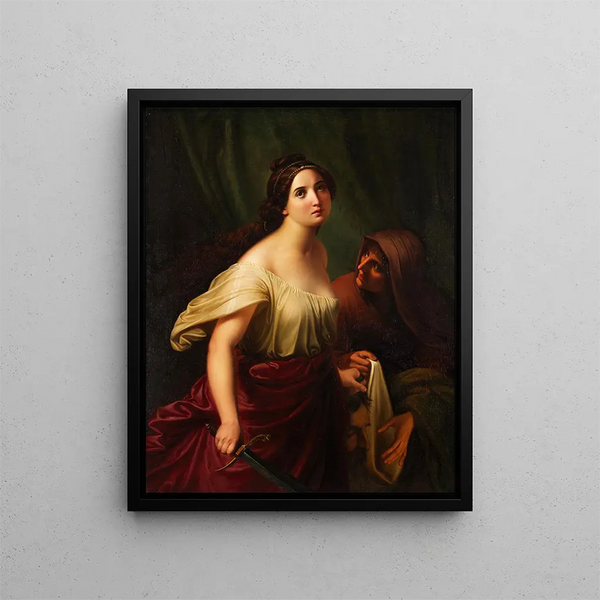 Judith med Holofernes’ hoved - Adolf Gottlob Zimmermann — indrammet kunsttryk på væggen
