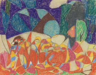 Adolf Hlzel - Figurengruppe unter lilagrnen Formen.webp
