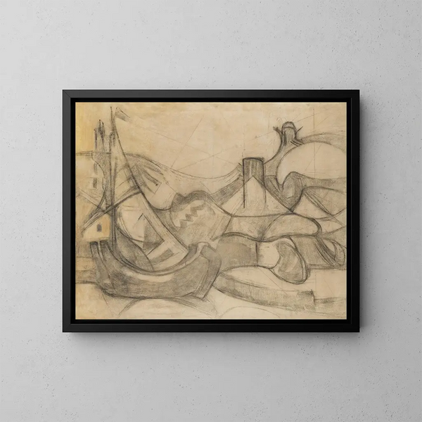 Bateaux à voile devant Knokke - Adolf Hölzel — indrammet kunstværk på væggen