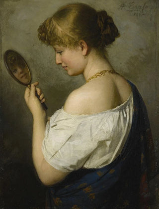 Adolf Joseph Grass - Portrait Of A Young Girl With Mirror.webp