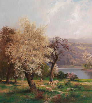 Adolf Kaufmann - A Lake Landscape in Spring.webp