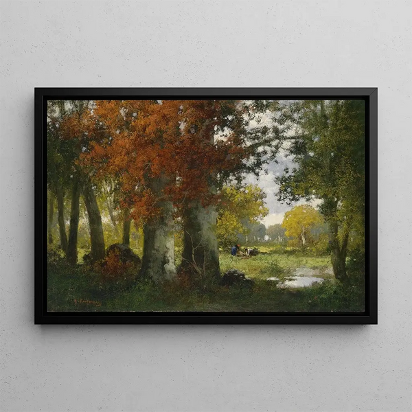 Adolf Kaufmann - Waldlichtung mit Reisigsammlern.webp