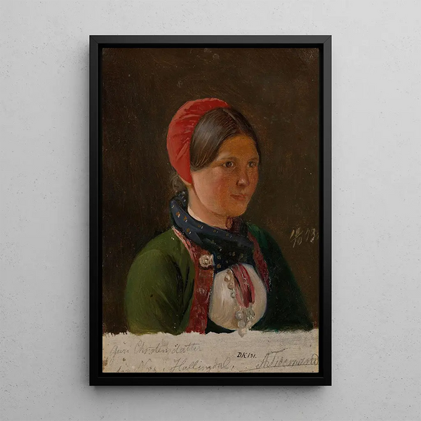 Fille de Hallingdal - Adolph Tidemand — indrammet kunstværk på væggen
