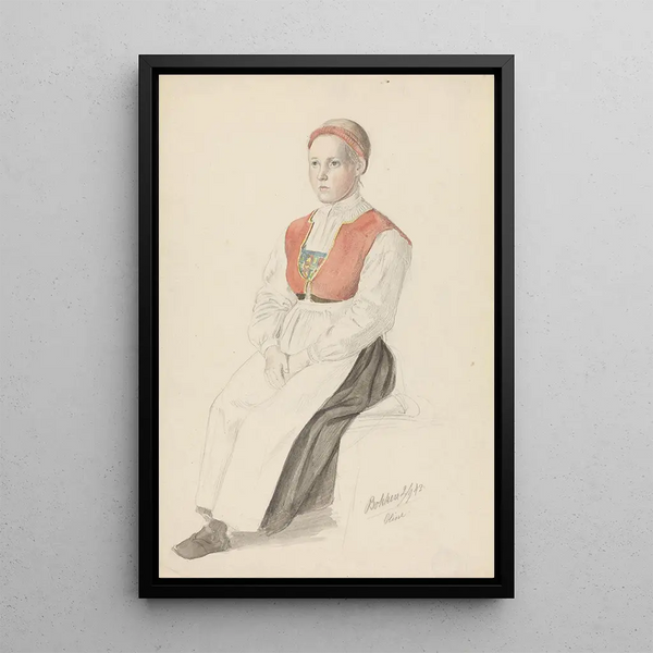 Fille en costume Oline Bukken - Adolph Tidemand — indrammet kunstværk på væggen