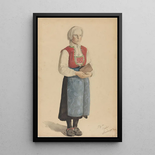 Reproduktion af maleriet Kvinde i traditionelt Viky-kostume - Adolph Tidemand