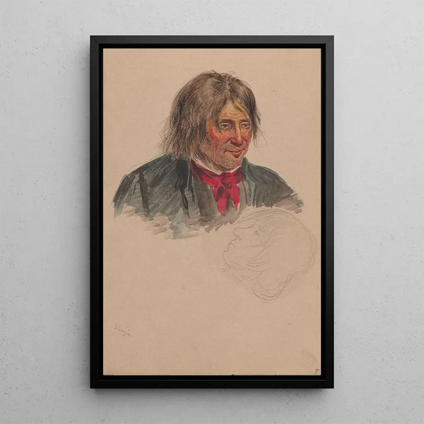 Reproduktion af maleriet Portrait af mand Vinje hoved af mand - Adolph Tidemand