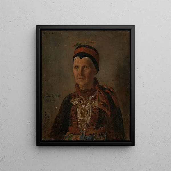 Portrait af Anna Gulsvig - Adolph Tidemand — indrammet kunstværk på væggen