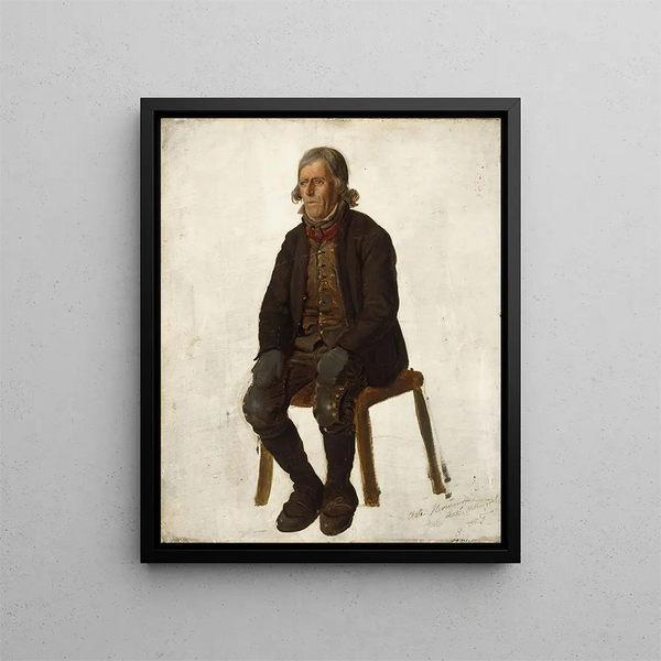 Portrait af Asle Hermandsøn de Hallingdal - Adolph Tidemand — indrammet kunstværk på væggen