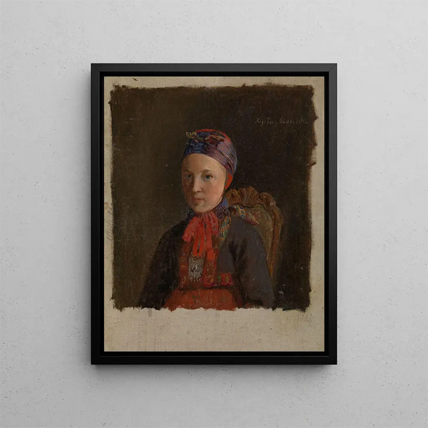 Portrait af Ingeborg Anderdatter Gulsvig - Adolph Tidemand — indrammet kunstværk på væggen