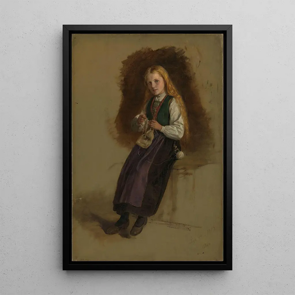 Portrait af Syneve Larsdatter de Vikr - Adolph Tidemand — indrammet kunstværk på væggen