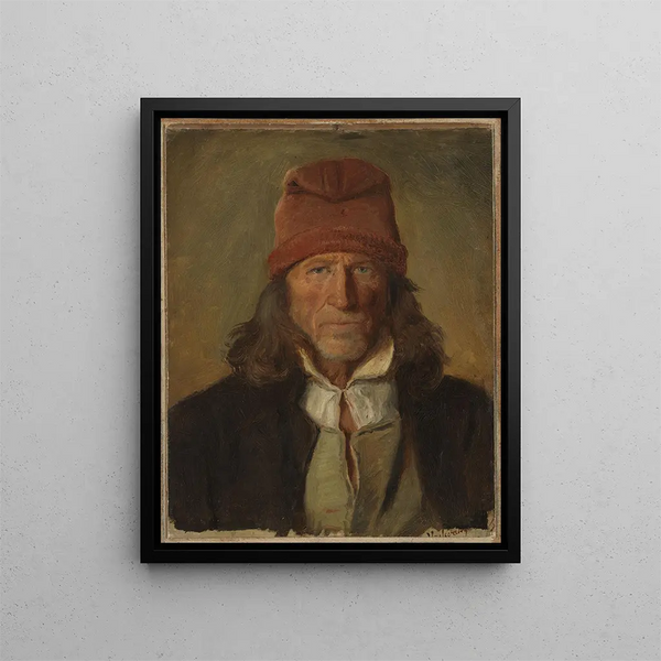 Portrait af en landmand fra Vossevangen - Adolph Tidemand — indrammet kunstværk på væggen