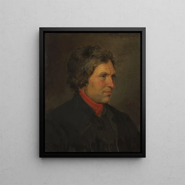 Portrait af landmanden Torstein Ringheim fra Voss - Adolph Tidemand — indrammet kunstværk på væggen