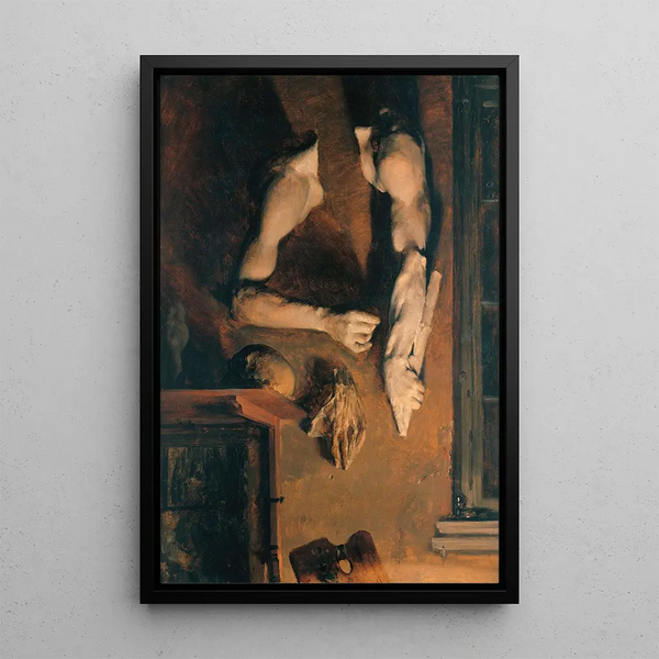Reproduktion af maleriet Mur af værkstedet - Adolph von Menzel