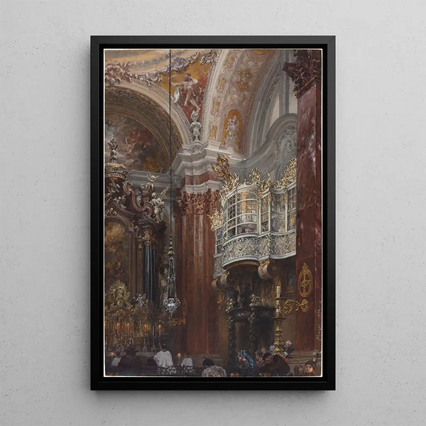 Indendørs af kirken Saint-Jacques i Innsbruck - Adolph von Menzel — indrammet kunstværk på væggen