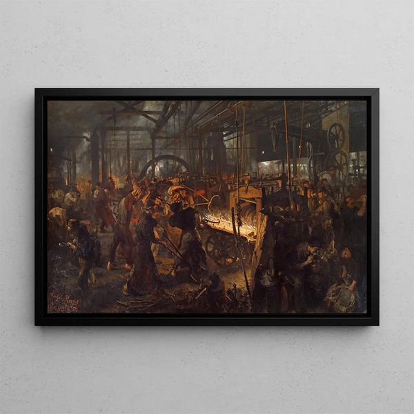 La fabrique de fer, les Cyclopes modernes - Adolph von Menzel — indrammet kunstværk på væggen