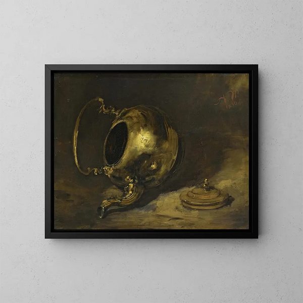 Te-kande væltet - Adolph von Menzel — indrammet kunstværk på væggen