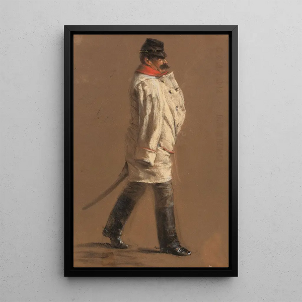 Officier autrichien - Adolph von Menzel — indrammet kunstværk på væggen
