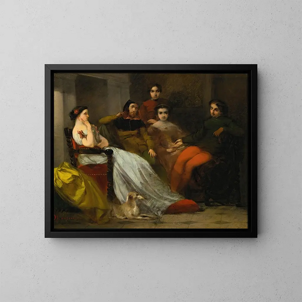 Conversation après dîner - Adolphe Monticelli — indrammet kunstværk på væggen