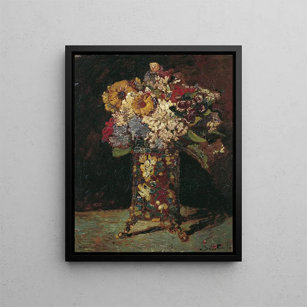 blomsterstilleben - Adolphe Monticelli — indrammet kunstværk på væggen