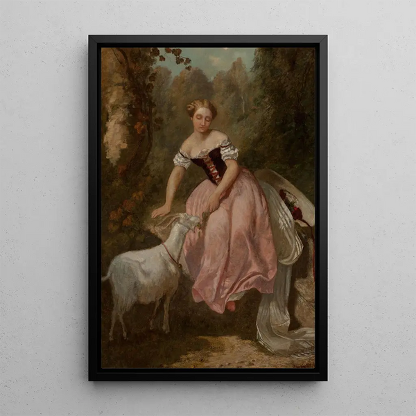 La fillette et la chèvre - Adolphe Monticelli — indrammet kunstværk på væggen