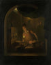 Køkkenmaleri ved lamplight - Adriaan Meulemans — visning af kunstværket