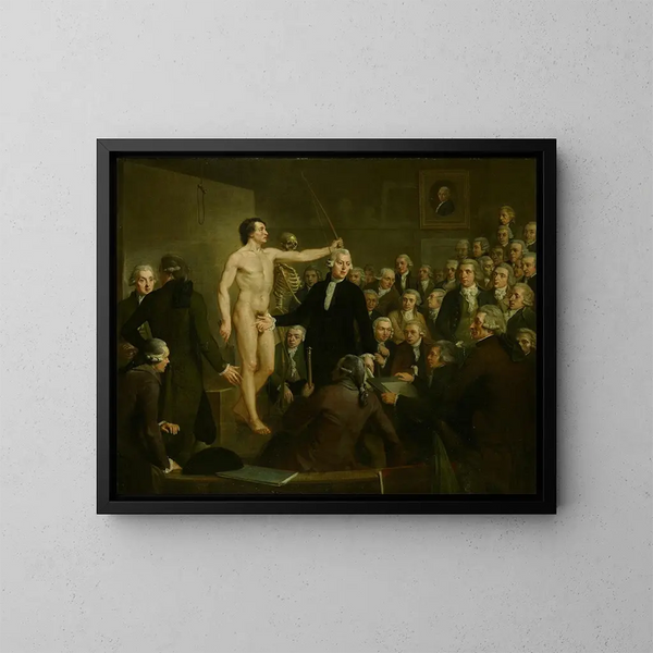 Felix Meritis' tegningafdeling anatomilæsning - Adriaan de Lelie — indrammet kunstværk på væggen