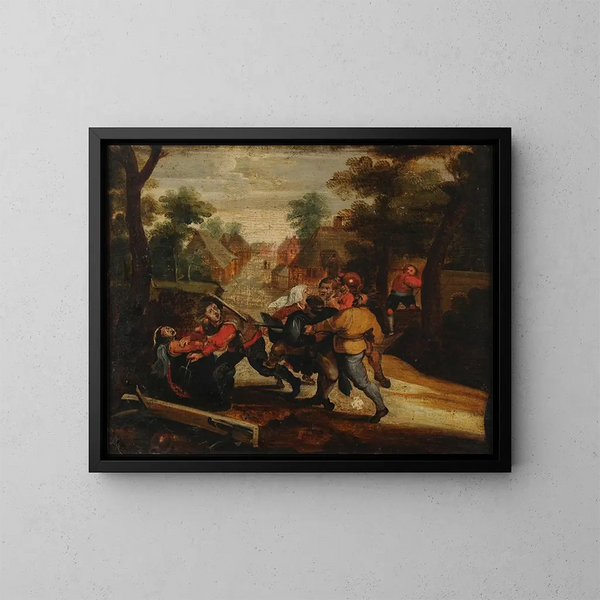 La partie de cartes - Adriaen Brouwer — indrammet kunstværk på væggen
