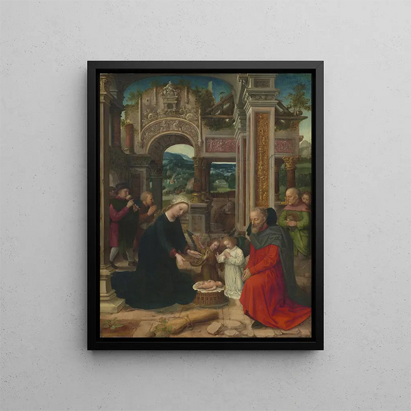 L'Adoration des bergers - Adriaen Isenbrandt — indrammet kunstværk på væggen