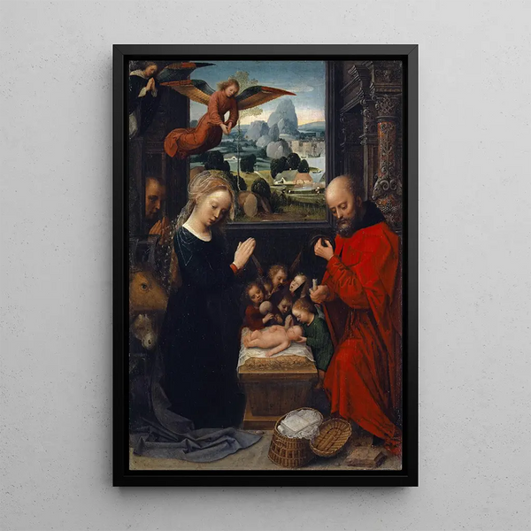 La Nativité - Adriaen Isenbrandt — indrammet kunstværk på væggen