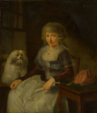 Adriaen de Lelie - Elderly woman with her dog.webp