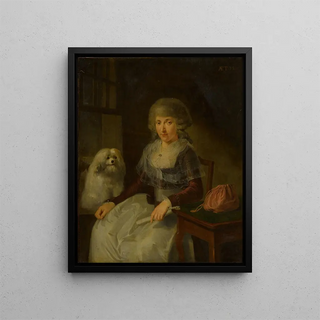 Adriaen de Lelie - Elderly woman with her dog.webp