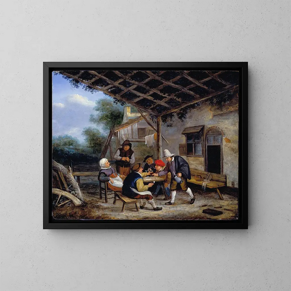 Landsbybeboere, der drikker - Adriaen van Ostade — indrammet kunstværk på væggen