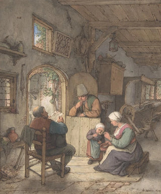 Adriaen van Ostade - Reading the News at the Weavers Cottage.webp
