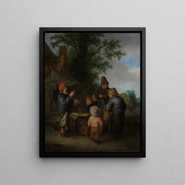 Le Charlatan - Adriaen van Ostade — indrammet kunstværk på væggen