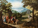 Apollon og Minerva, der forlader Muserne for Venus, Ceres og Bacchus - Adriaen van Stalbemt — visning af kunstværket
