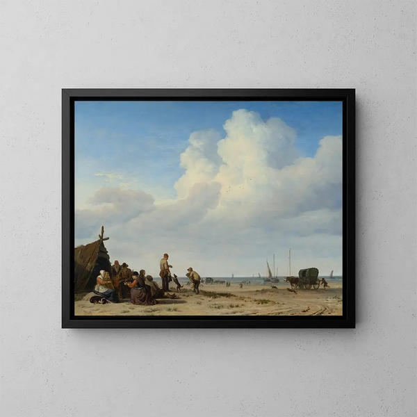Vue de plage - Adriaen van de Velde — indrammet kunstværk på væggen