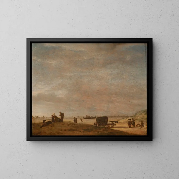 Plage de Scheveningen - Adriaen van de Velde — indrammet kunstværk på væggen