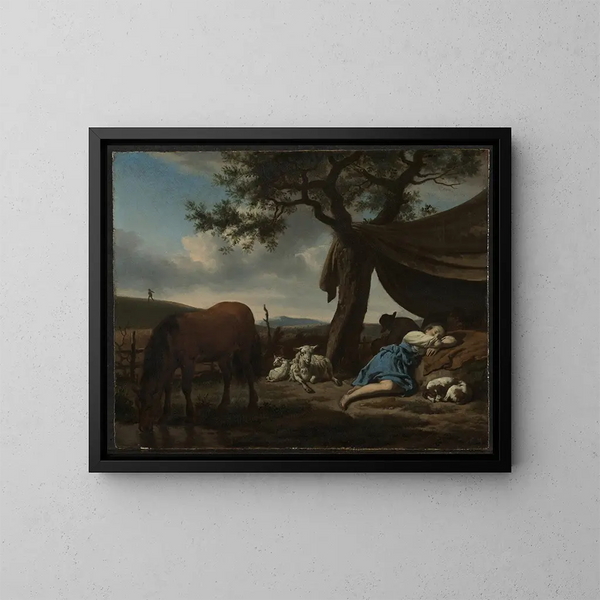 Bergers endormis - Adriaen van de Velde — indrammet kunstværk på væggen