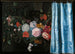 Trompe-l'œil naturmaleri med en blomsterkrans og en gardin - Adriaen van der Spelt — visning af kunstværket
