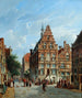 En udsigt over rådhuset i Oudewater - Adrianus Eversen — visning af kunstværket