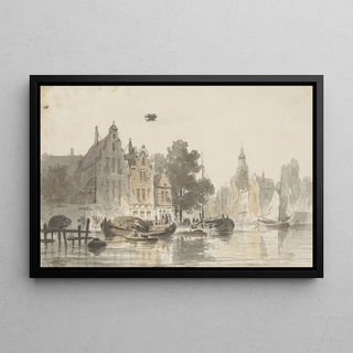 Adrianus Eversen - Stadsgezicht met kanaal.webp