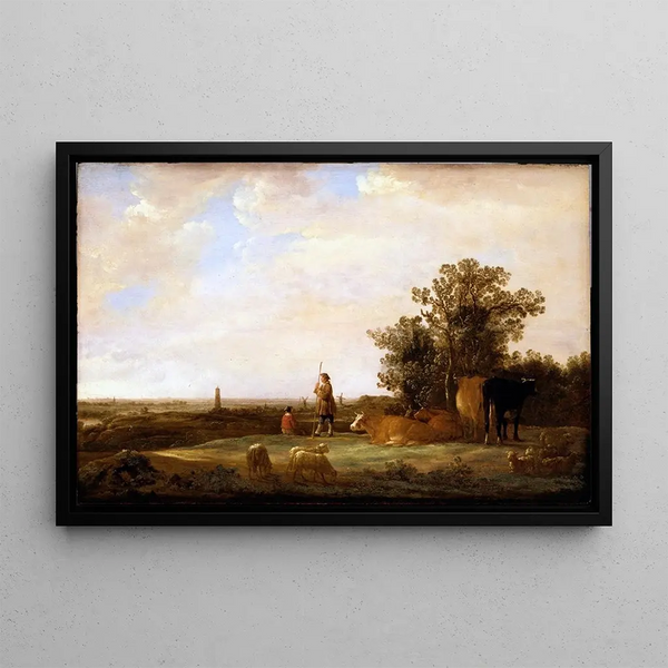 Udsigt over en slette - Aelbert Cuyp — indrammet kunstværk på væggen