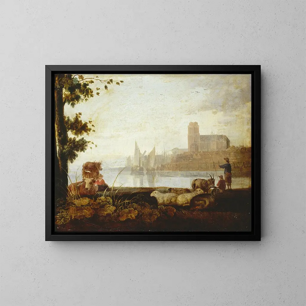 Vue sur la Meuse - Aelbert Cuyp — indrammet kunstværk på væggen