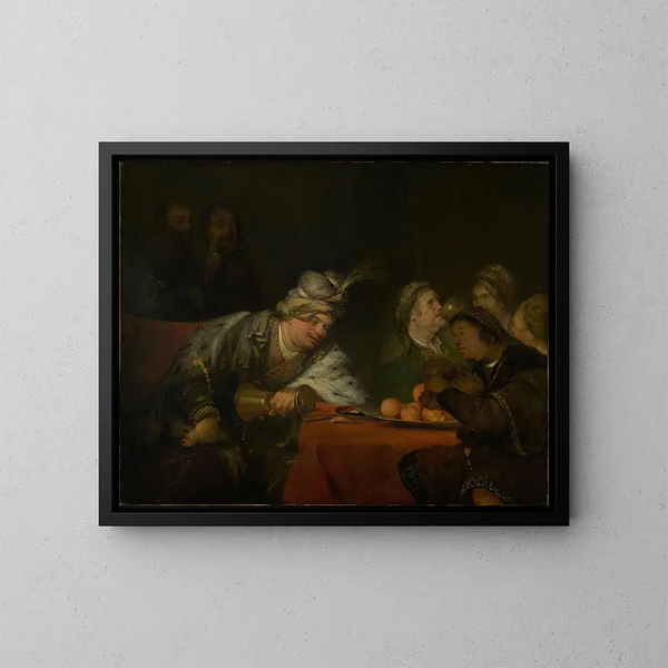 Le banquet d'Ahasuerus - Aert de Gelder — indrammet kunstværk på væggen