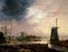 Et vinterlandskab med en vindmølle - Aert van der Neer — visning af kunstværket