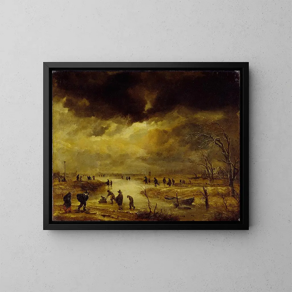 Une scène d'hiver - Aert van der Neer — indrammet kunstværk på væggen